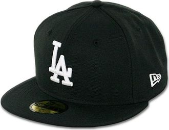 New Era 11591149: Los Angeles Dodgers Basic Black/White 59FIFTY Fitted Cap (7 3/8)