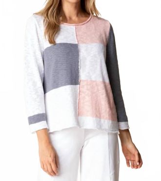 Habitat Yin Yang Patchwork Pullover Sweater In Blush