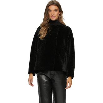 Gorski Textured Genuine Shearling Jacket in Black at Nordstrom, Size X-Large