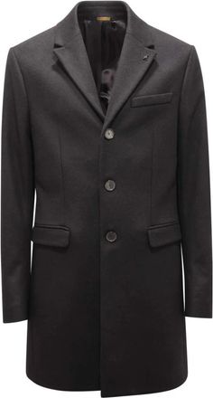 Patrizia Pepe Vinyl Wollen Jas - Heren - Mantel - Zwart - XL - Wol - Jassen