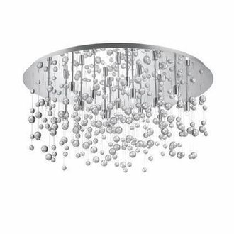Netlighting Neve 15 Light Extra Large Glass Bubbles Semi Flush Ceiling Pendant Chrome G9 in Grey