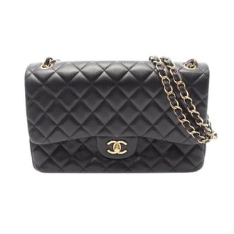 Chanel Pre-owned Classic Double Flap Lambskin Shoulder Bag - Dames - Pre-owned - Zwart - Maat: ONE Size Leer