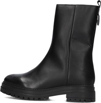 Omoda Zwarte leren enkellaarzen met rits - Dames - Enkellaarsjes - Zwart - 42 EU - Leer - Schoenen