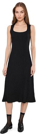 Michael Stars Sofia Square Neck Dress Womens Dress Black : LG (US 8-10), Cotton/Spandex/Viscose