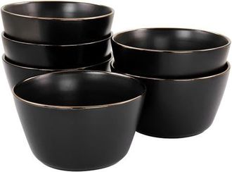 Elama Paul 6 Piece Stoneware Bowl Set in Black at Nordstrom