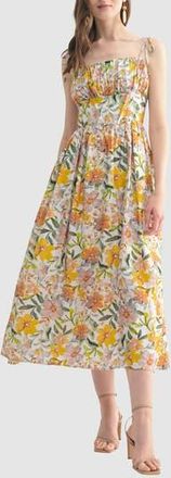 Lush Tie Strap Midi Dress in Ivory Floral at Nordstrom Rack, Size Medium