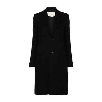 Ami Single-Breasted Coats, female, Black, Size: XS Black Wool Coat Notched Lapels