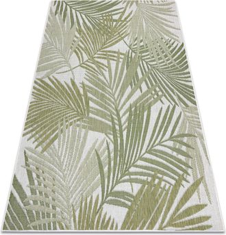 RugsX Tappeto Sizal Sion Foglie Di Palma, Tropicale 2837 Tessuto Piatto Ecru / Verde Green 140x190 Cm
