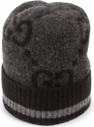 Gucci Dark Grey GG Cashmere Beanie Hat