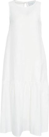 Kaos Maxi Dresses, female, White, Size: S Elegant Linen Maxi Dress with Cut-outs