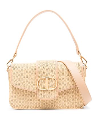 Twin-Set Borsa a spalla Amie con placca logo - Toni neutri