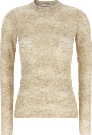 Brunello Cucinelli Truien - Dames - Ronde hals truien - Beige - S - Truien & Vesten