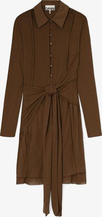 Ganni Short Dress in Marl Mesh - Size 10/12 Brown