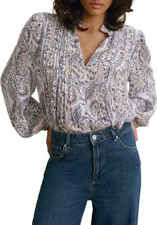 Mint Velvet Paisley Print Blouse in Camel at Nordstrom, Size X-Large