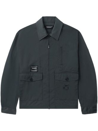 Undercover logo-patch twill shirt jacket - men - Nylon - 4 - Grey