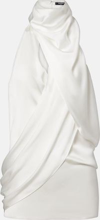 Balmain Draped halterneck silk top