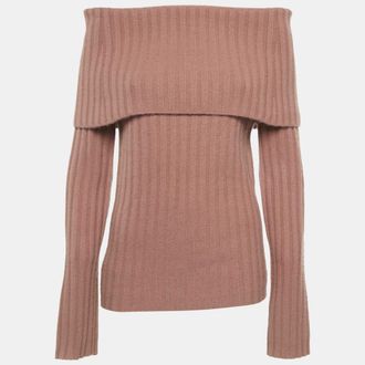 Theory Pink Rib Knit Off-Shoulder Sweater M