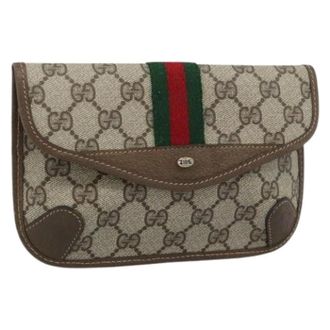 Gucci Pre-owned GG Canvas Pouch - Dames - Pre-owned - Beige - Maat: ONE Size Leer