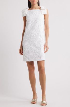 Lilly Pulitzer Carmine Bow Detail Sleeveless Shift Dress in Resort White Pineapple at Nordstrom, Size 4