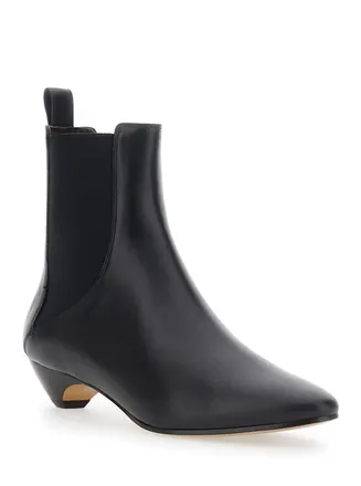 Le Monde Beryl Leather with Elastic Panels Ankle Boot - Black