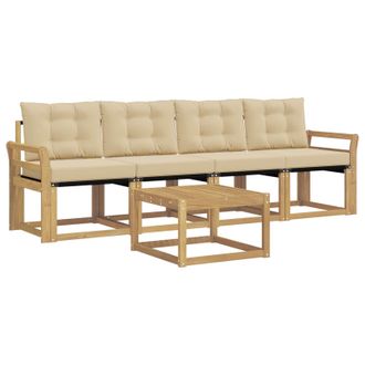 vidaXL Conjunto De Sof&aacute;s De Exterior Con Coj&iacute;n 5 Pcs Y Beige Vidaxl