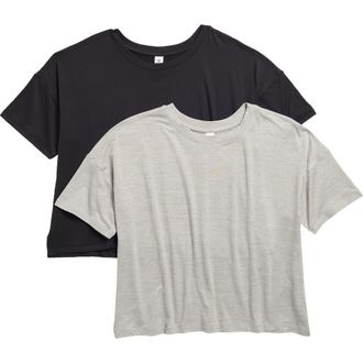 90 Degree by Reflex 2-Pack Deluxe Cropped T-Shirts in Htr.grey/black at Nordstrom Rack, Size X-Small