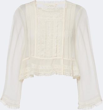 D&ocirc;en D&ocirc;en Top Elodine in chiffon di seta con pizzo