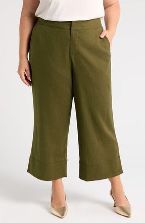 Universal Standard Courtyard Linen Blend Capri Pants in Fern at Nordstrom, Size 4Xl