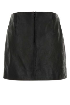 Gucci Womens Black Leather Mini Skirt Blackpecan Calf Skin Gonne