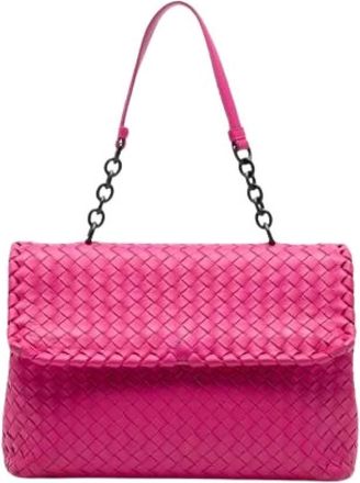 Bottega Veneta Pre-owned Shoulder Bags, female, Pink, Size: ONE SIZE Pre-owned Leather Shoulder Bag