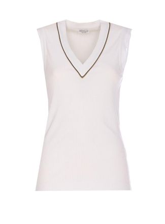 Brunello Cucinelli Shiny Piping Top