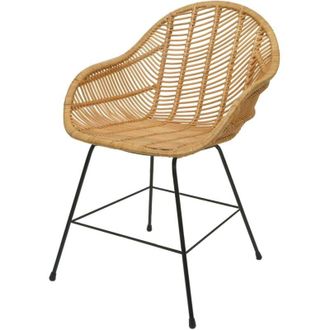 Hhg Sedia HHG-086 sala da pranzo cucina rattan Kubu intreccio metallo naturale