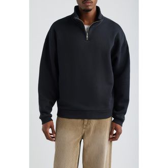 Elwood Oversize Core Quarter Zip Sweatshirt in Vintage Black at Nordstrom, Size X-Small