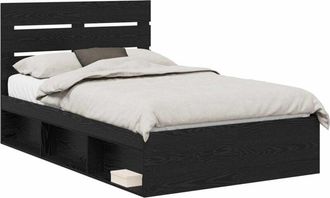 vidaXL Bed Frame with Headboard Black 120 x 200 cm Solid Pine Wood vidaXL