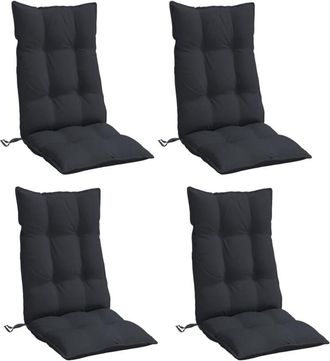 vidaXL Cojines De Silla Con Respaldo Alto 4 Uds Tela Oxford Negro Vidaxl
