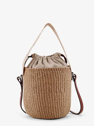 Chlo&eacute; Womens Bucket Bag Woody Raffia Brown