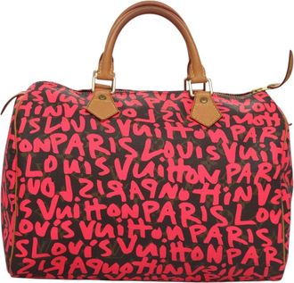 Louis Vuitton Speedy Handbag Limited Edition Monogram Graffiti Pink Canvas Bag (Pre-Owned)
