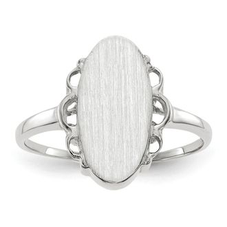 Diamond2Deal 14k White Gold Open Back Signet Ring