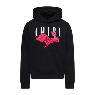 Amiri Hoodies, male, Black, M, Black Hoodie with Rabbit Print