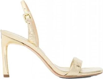 Michael Kors Kasia Heeled Sandal - Dames - Sandalen met hakken - Geel - 38 EU - Leer - Schoenen