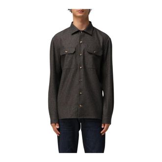 Brunello Cucinelli Casual Shirts, male, Gray, L, Long-Sleeve Button-Down Shirt
