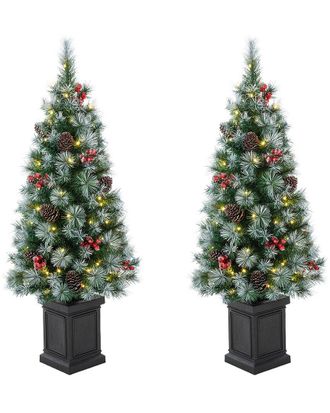 Glitzhome Handmade Pine Porch Tree Set