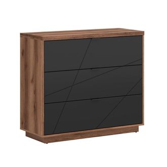 Petits Meubles C&oacute;moda 3 cajones negro paneles de madera revestidos de melamina