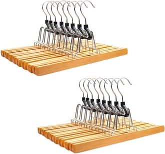 OEM Juego De 16 Perchas De Madera Antideslizantes Con Rotaci&oacute;n De 360 Grados Y Ganchos