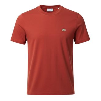 Lacoste Heren Geborduurd Logo Midgewicht T-shirt (Rood)