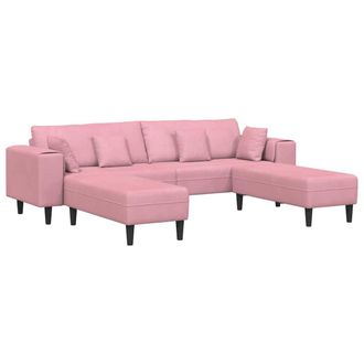 vidaXL Vidaxl - Divano In Velluto Con Cuscino 3 Pcs Rosa 208 Cm Velluto