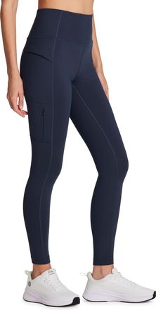 Avalanche Womens Full Length High Waist Fleece Lined Legging with Zipper Pocket, Outer Space Navy, S