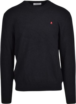 Replay Pullover met ronde hals - Heren - Ronde hals truien - Zwart - XL - Wol - Truien & Vesten