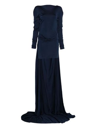 DAVID KOMA knot-detail dress - women - Viscose - 10 - Blue