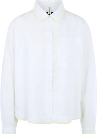 Marc Cain Polo Kraag Ramie Blouse - Dames - Overhemden - Wit - XL - Overhemden